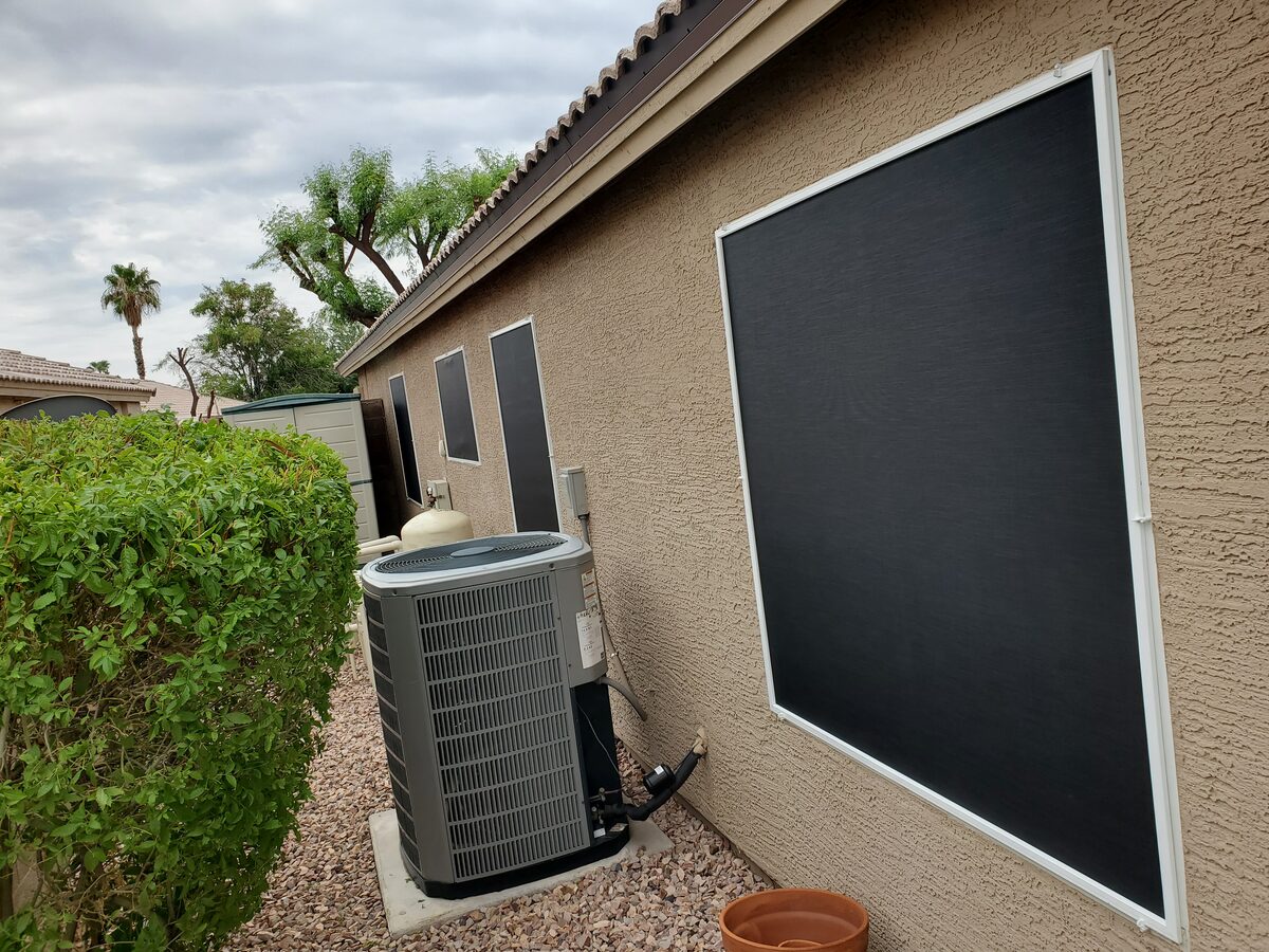 Black sunscreens installed on a Phoenix home