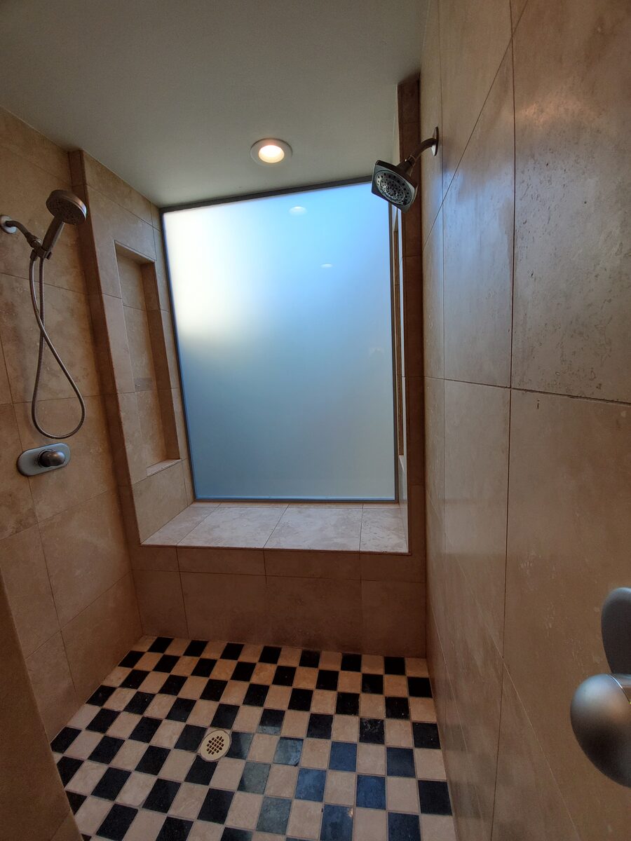 Shower privacy glass installed in a Phoenix home