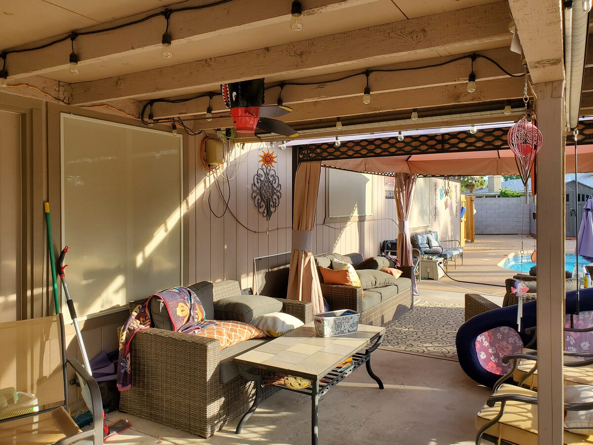Tan sunscreen on a Phoenix-area window